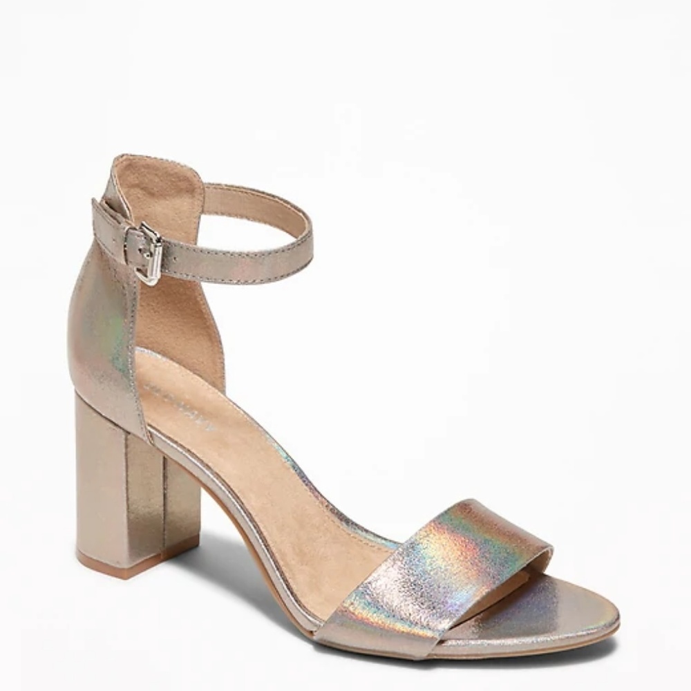 Silver metallic old navy block heels